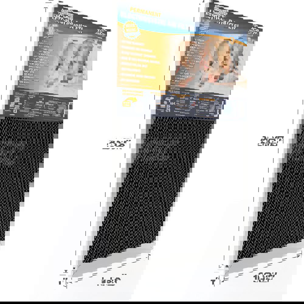 Pleated & Panel Air Filters; Filter Type: Permanent; Reusable Filter; Washable; Filter Efficiency: 94; Media Material: Anti-Microbial Woven Polypropylene; Frame Material: Galvanized Steel; Air Flow: 1180; Maximum Velocity: 295 FPM; Nominal Depth: 1; Nomin